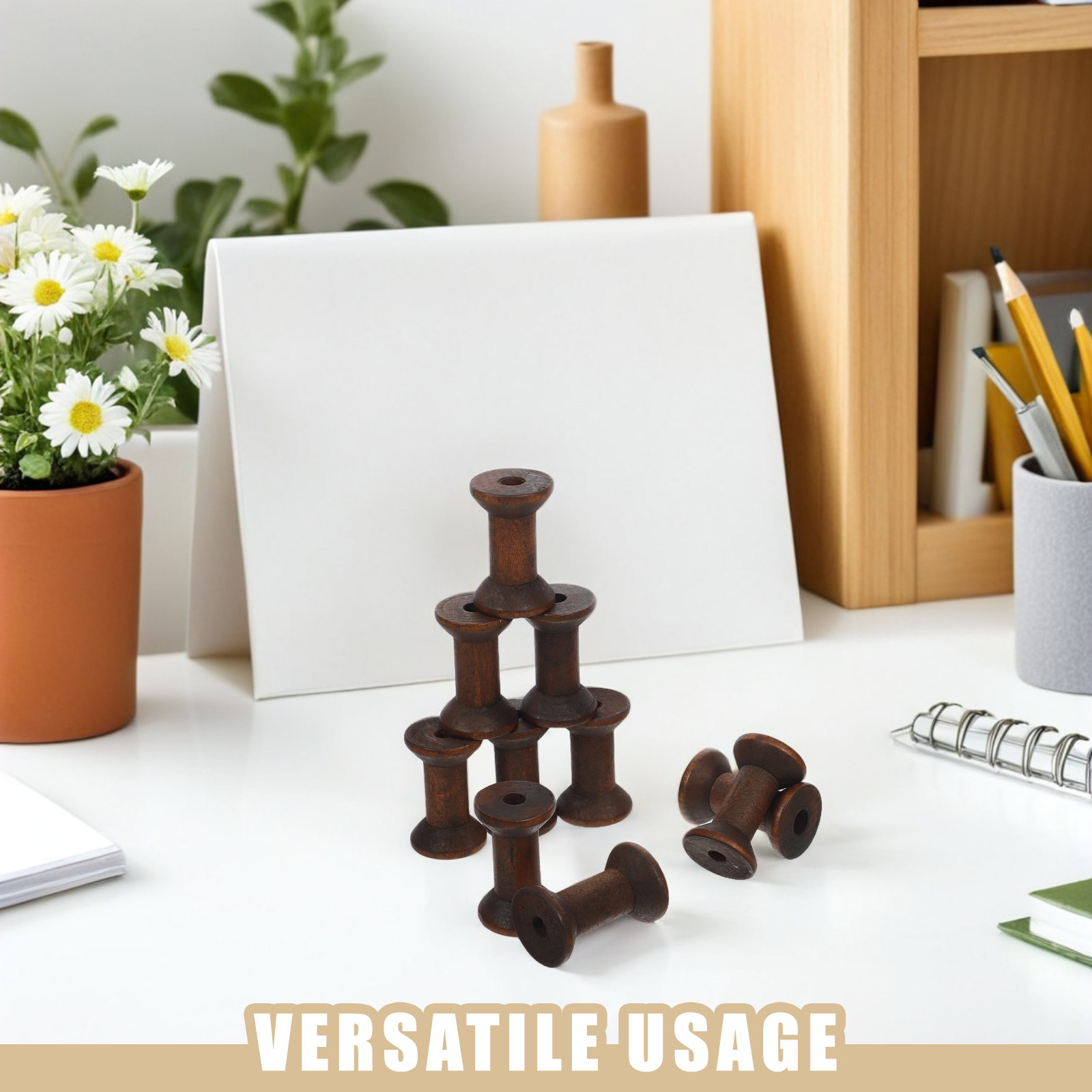 10Pcs Vintage Wooden Spools Na - Organza Ribbon Spool ulasan dan harga