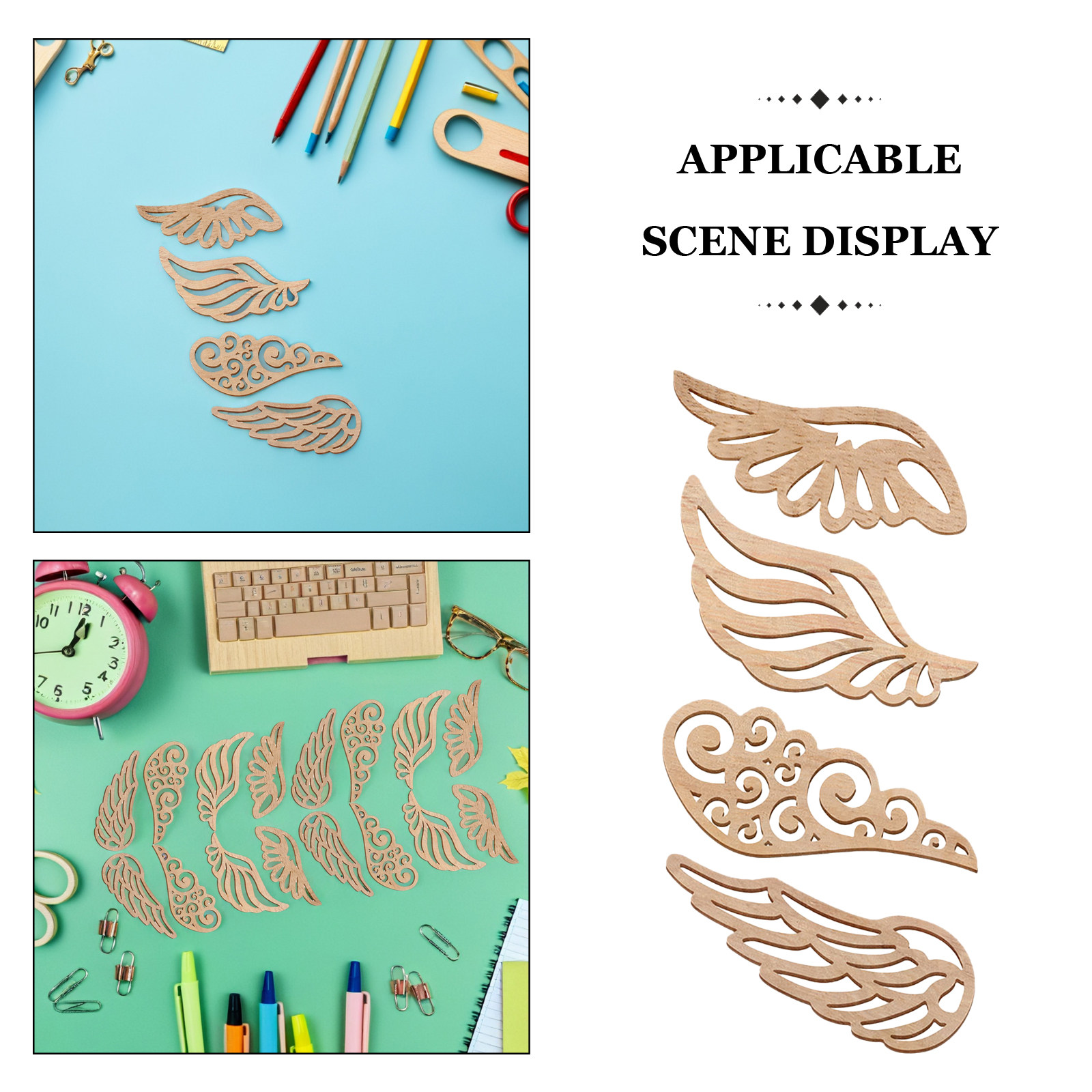 40Pcs Wood Wings Cutouts Unpai - Christmas Craft Embellishment ulasan dan harga