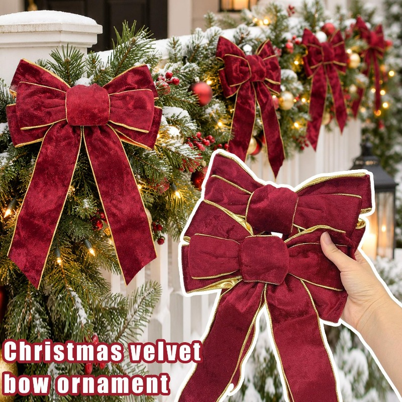 10/1Pcs Claret Velvet Bow Chri - Velvet Ribbon Roll ulasan dan harga
