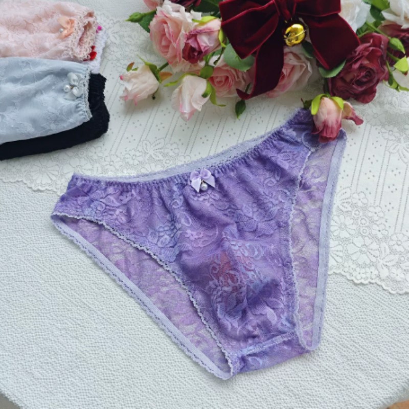 Sheer Sexy Man's Lace Panties  - Embroidery Embellishments ulasan dan harga