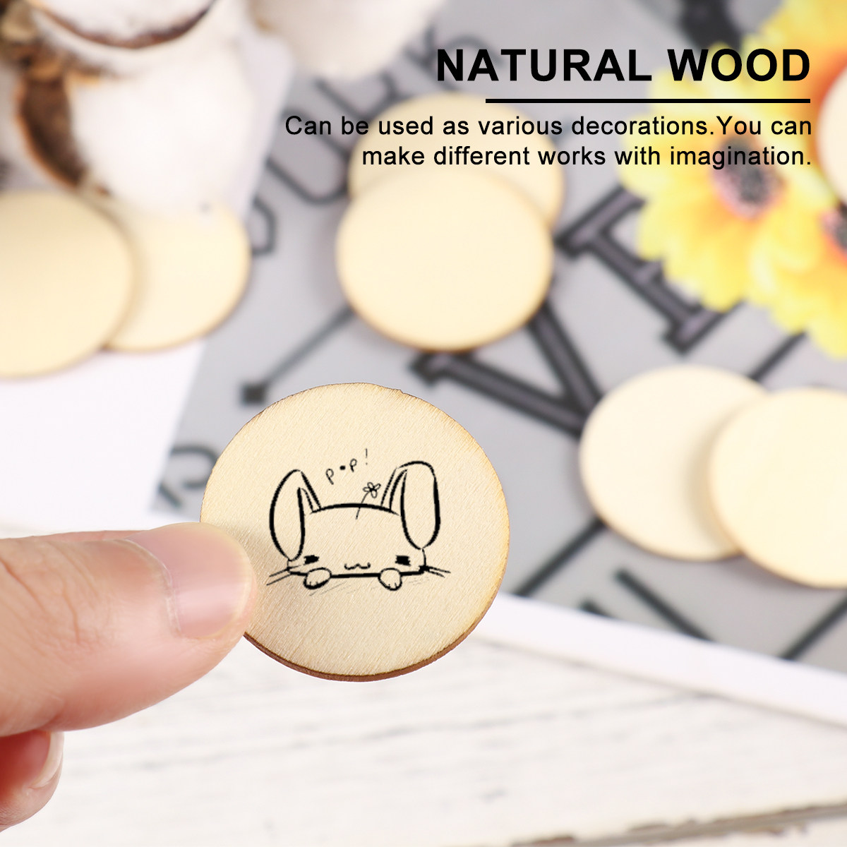100Pcs Round Wooden Craft Piec - Christmas Craft Embellishment ulasan dan harga