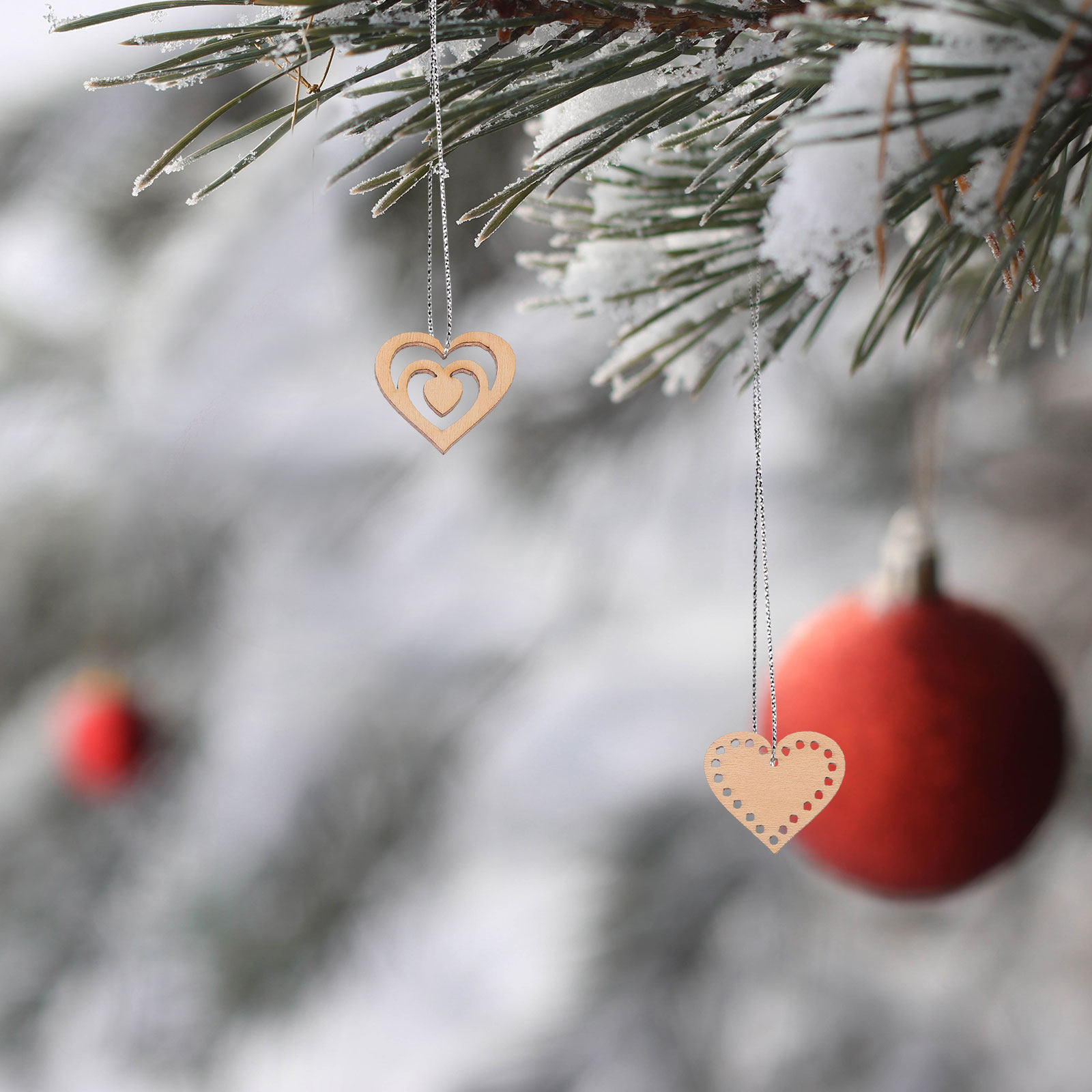 1Set Wooden Heart Slices Hangi - Christmas Craft Embellishment ulasan dan harga
