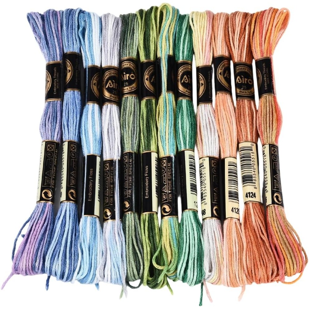 12 Skeins 105 Yards Cross Stit - Embroidery Embellishments ulasan dan harga