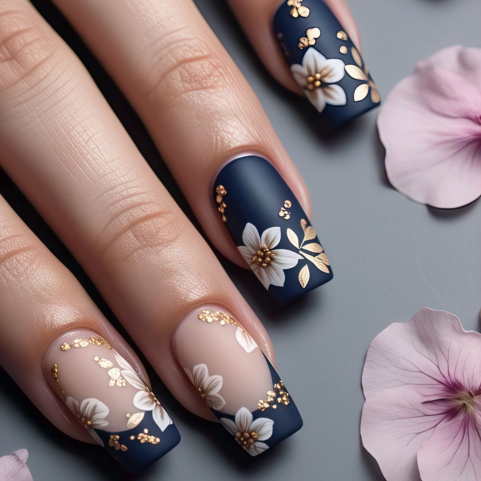 3D golden plated fake nails Me - Embroidery Embellishments ulasan dan harga